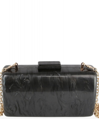 Acrylic Women Shell Evening Purse Bag LGZ079 BLACK